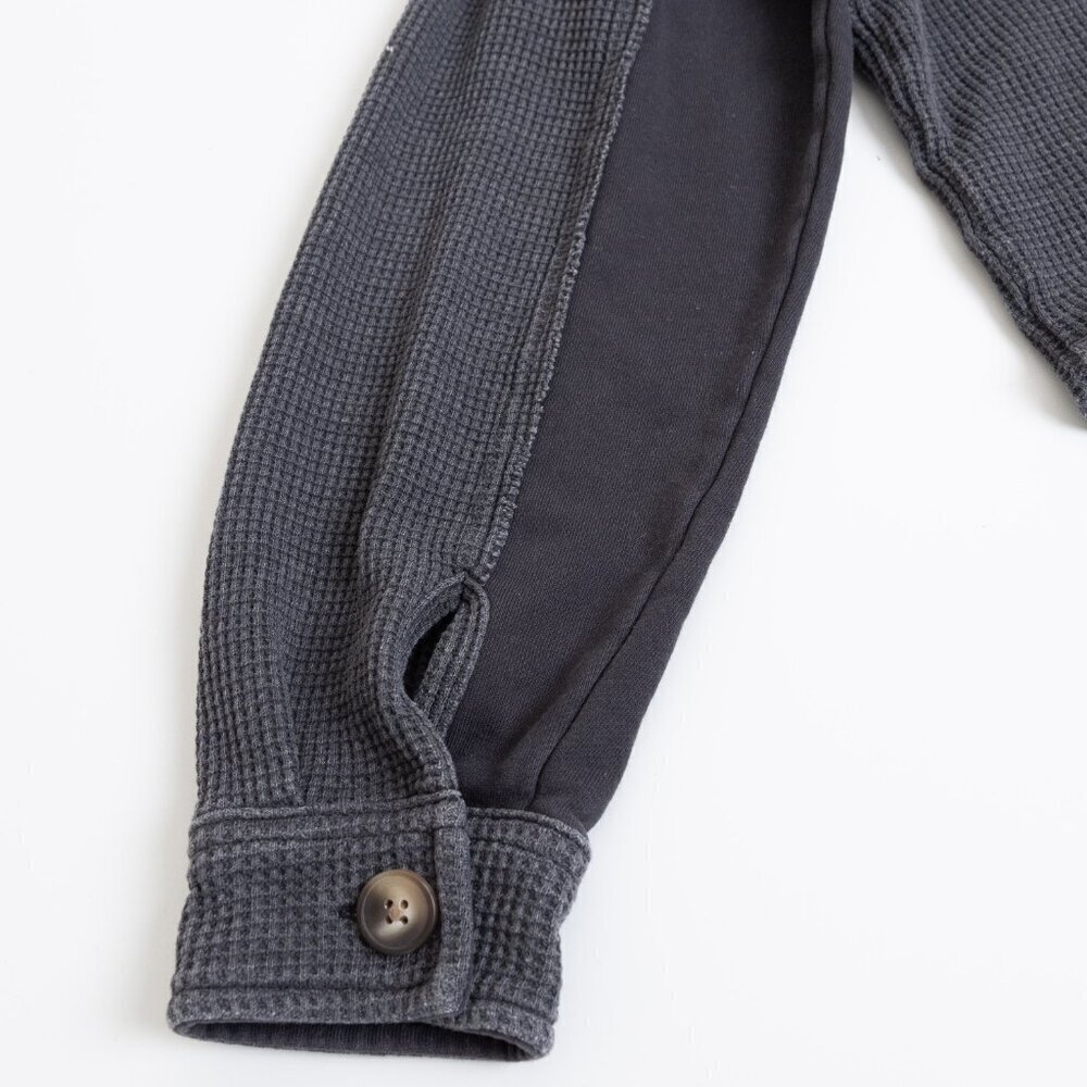 American Eagle Waffle Knit Hooded Jacket Dark Gray Oversized Medium - Picture 10 of 15